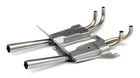 Detailed diecast model car exhaust system parts, chrome finish, white background