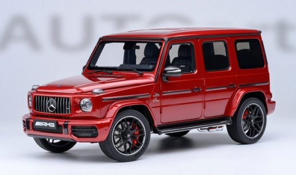 Red 1:18 scale diecast Mercedes-Benz G-Class AMG model car with detailed wheels and interior