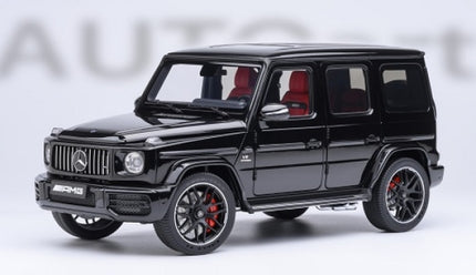 1:18 scale black Mercedes-Benz AMG G-Class diecast model car with red interior