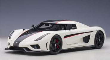 1:18 scale white diecast hypercar model with black and red accents, detailed design