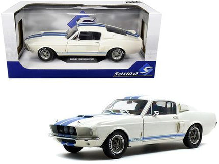 Solido 1967 Ford Mustang Shelby GT500 1/18 White Diecast Model Car - detailed collector display model