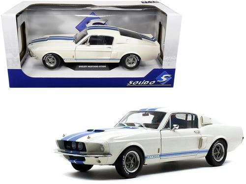 Solido 1967 Ford Mustang Shelby GT500 1/18 White Diecast Model Car - detailed collector display model
