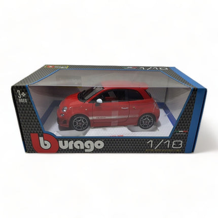 Bburago 1/18 Abarth 500 Diecast Model Car Red - fine detailed model replica