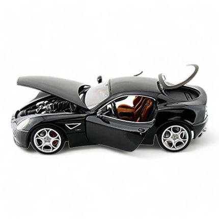 Bburago 1/18 Diecast Alfa Romeo 8C Competizione Black Model Car - collectible scale model car