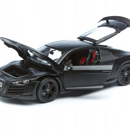 Audi R8 GT 2014 1:18 Maisto Diecast Model Black Metal Supercar Collector with Custom Plates