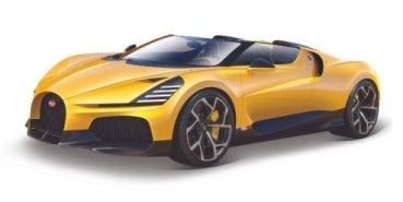 Yellow diecast model sports car in 1:18 scale with detailed exterior design