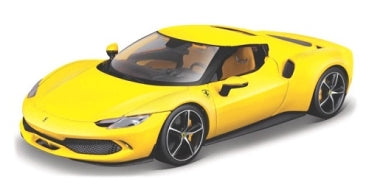 Yellow diecast model sports car in 1:18 scale, detailed exterior and sleek design