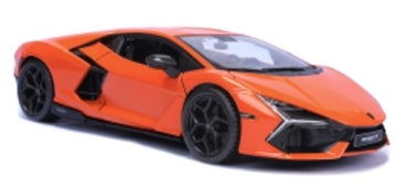 orange 1:18 scale diecast model sports car with black wheels, detailed exterior