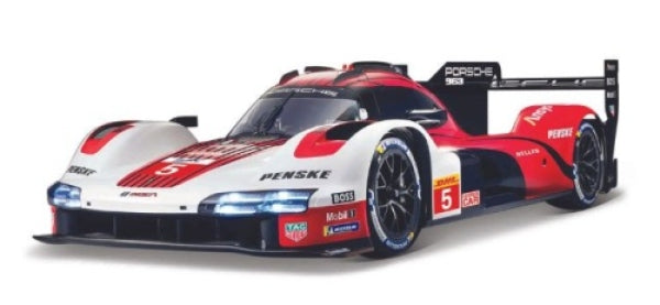 1:18 scale diecast Porsche 963 race car model, red and white livery, detailed decals