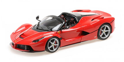 Red diecast Ferrari LaFerrari Aperta 1:18 scale model car with detailed interior