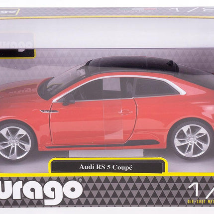 BBurago Audi RS5 1:24 Red Coupe Diecast | Metal Collectible Model | Custom License Plate