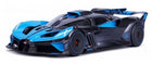 Blue and black diecast model sports car with aerodynamic design and detailed features