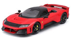 Red 1:18 scale Ferrari sports car model with black accents and detailed exterior