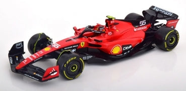 1:18 scale red Formula 1 diecast model car with detailed sponsor logos and racing decals
