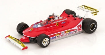 Red 1:18 scale diecast Formula 1 model car with racing decals and detailed cockpit