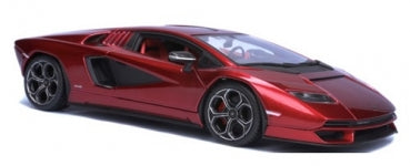 Red diecast model sports car, 1:18 scale, with detailed wheels and sleek body design