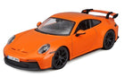 Orange Porsche 911 GT3 diecast model car, 1:18 scale, with detailed exterior and rear spoiler