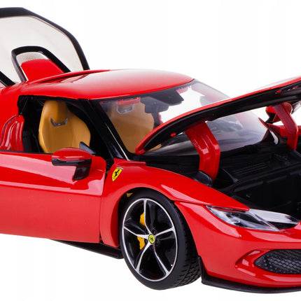 Bburago Ferrari 296 GTB 2022 Red 1:18 Diecast Model with Custom Plates
