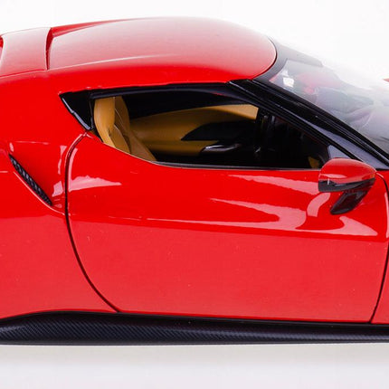 Bburago Ferrari 296 GTB 2022 Red 1:18 Diecast Model with Custom Plates