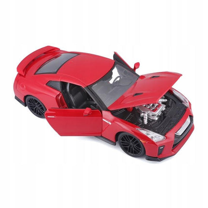 Bburago Nissan GT-R 2017 Red 1:24 Scale Diecast Model with Custom Plates