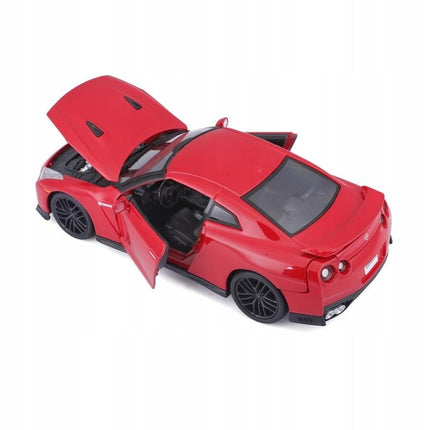 Bburago Nissan GT-R 2017 Red 1:24 Scale Diecast Model with Custom Plates