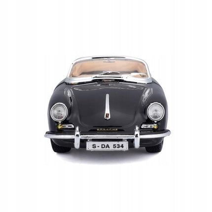 Bburago Porsche 356B Cabriolet 1963 Black 1:24 Scale Diecast Model with Custom Plates