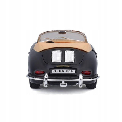 Bburago Porsche 356B Cabriolet 1963 Black 1:24 Scale Diecast Model with Custom Plates