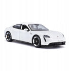 Bburago Porsche Taycan Turbo S White 1:24 Scale Diecast Model with Custom Plates
