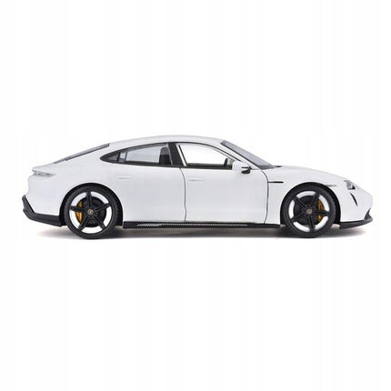 Bburago Porsche Taycan Turbo S White 1:24 Scale Diecast Model with Custom Plates
