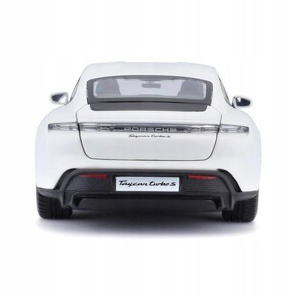 Bburago Porsche Taycan Turbo S White 1:24 Scale Diecast Model with Custom Plates