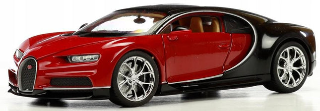 Bugatti Chiron 2016 Red & Black Welly 1:24 24077 Diecast Model with Custom Plates