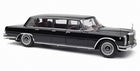 1:18 scale diecast black classic limousine model car with chrome details, side view