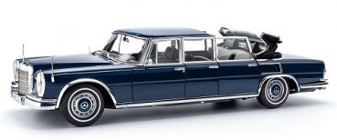 1:18 scale diecast classic luxury limousine model car, navy blue with open roof detail