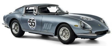 Diecast 1:18 scale classic blue Ferrari model car with racing number 55 decal