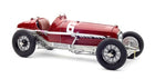 Red vintage race car model with number 6, detailed wire wheels, diecast 1:18 scale