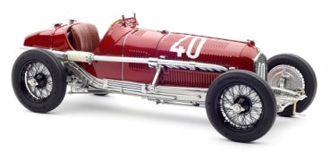 Red vintage diecast model race car with number 40, detailed 1:18 scale collectible