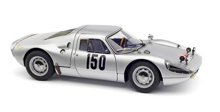 Silver diecast model race car with number 150, detailed exterior, classic sports design
