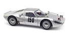 Silver diecast model race car with number 150, detailed exterior, classic sports design