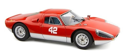 Red and white diecast model race car with number 42, detailed 1:18 scale collectible