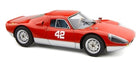 Red and white diecast model race car with number 42, detailed 1:18 scale collectible
