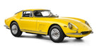 Yellow 1:18 scale diecast classic sports car model, detailed wheels and chrome accents