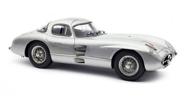 Silver diecast classic model car, coupe body, detailed wheels, 1:18 scale collectible