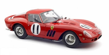 Red diecast model race car with number 11 and Ferrari badge, 1:18 scale collectible