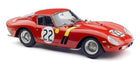 Red 1:18 scale diecast race car model with number 22, yellow stripe and wire wheels