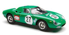 Green diecast model race car with number 27, detailed wheels, and racing decals, 1:18 scale.