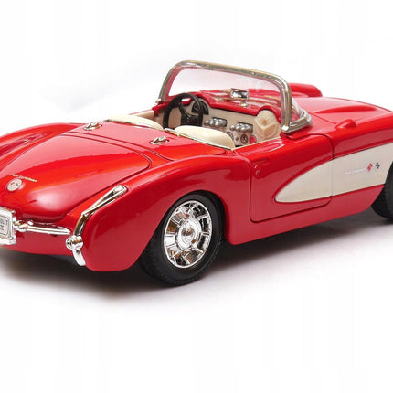 Chevrolet Corvette Red Convertible 1:24 Welly Diecast Car Metal Collector Model with Custom Plates