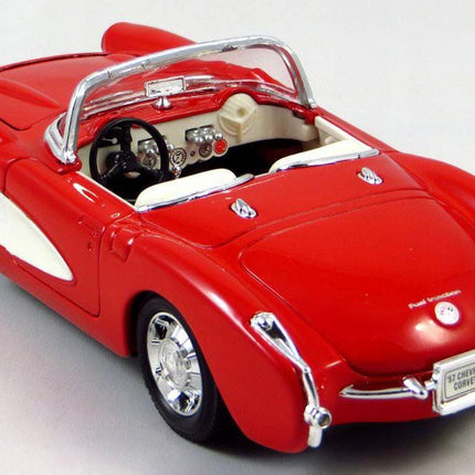 Chevrolet Corvette Red Convertible 1:24 Welly Diecast Car Metal Collector Model with Custom Plates