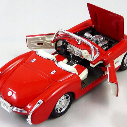 Chevrolet Corvette Red Convertible 1:24 Welly Diecast Car Metal Collector Model with Custom Plates