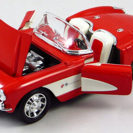 Chevrolet Corvette Red Convertible 1:24 Welly Diecast Car Metal Collector Model with Custom Plates