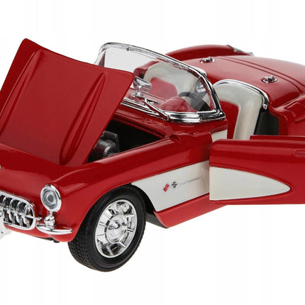 Chevrolet Corvette Red Convertible 1:24 Welly Diecast Car Metal Collector Model with Custom Plates